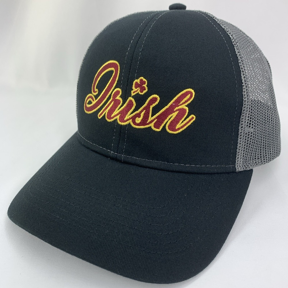 Irish Black Red Hat Gray Mesh Adjustable Snapback Baseball Cap - Cap America